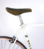 Norta white 54cm seatclamp and saddle.