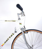 Norta white 54cm front half of bike side profile.