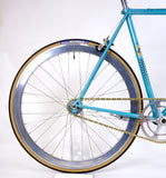 Closeup of rear wheel.