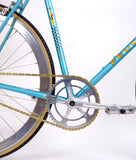 Closeup of crank and pedals.