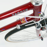Faggin red step through bike down tube