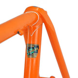 Mercian orange frame seat clamp and white lug lining