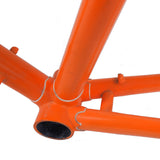 Mercian orange frame bottom bracket shell and white lug lining