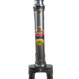Mercian grey track frame head tube decal and hand-cut lugs