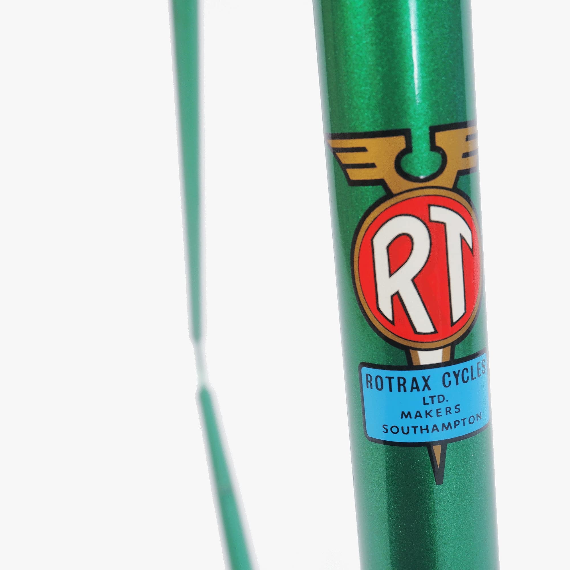 Rotrax green frame seat tube decal "Rotrax Cycles"