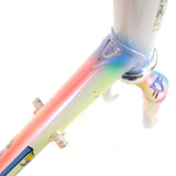 Somec white rainbow frame, lug cutouts 