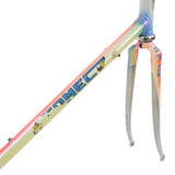 Somec white rainbow frame down tube "Somec" decal and forks